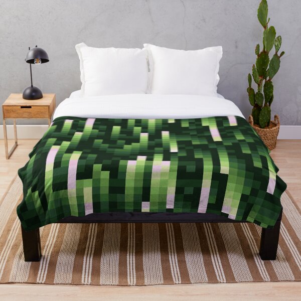 Aperçu de l'œuvre Evergreen Woods // Modern Green Pink Summer Forest Camouflage Pattern 1980s 8bit Pixel Art créée et vendue par mixedpixels.