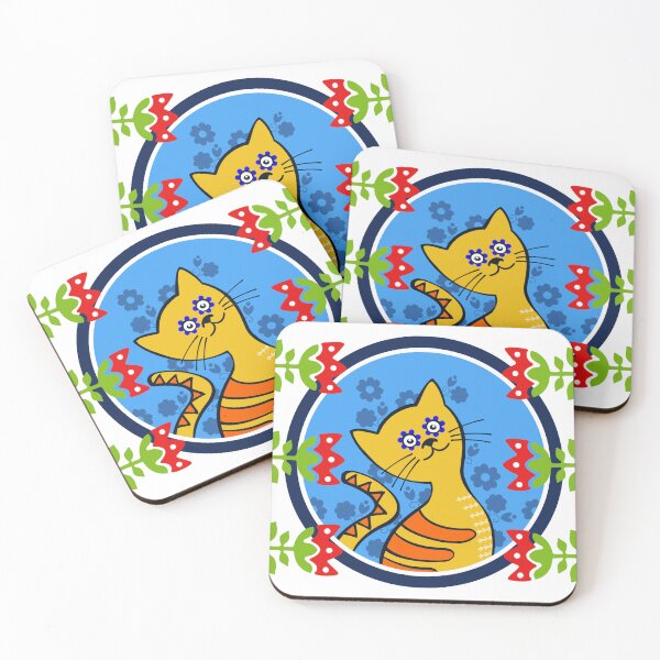 Item preview, Cat With Folk Pattern designed and sold by RitaFancy.