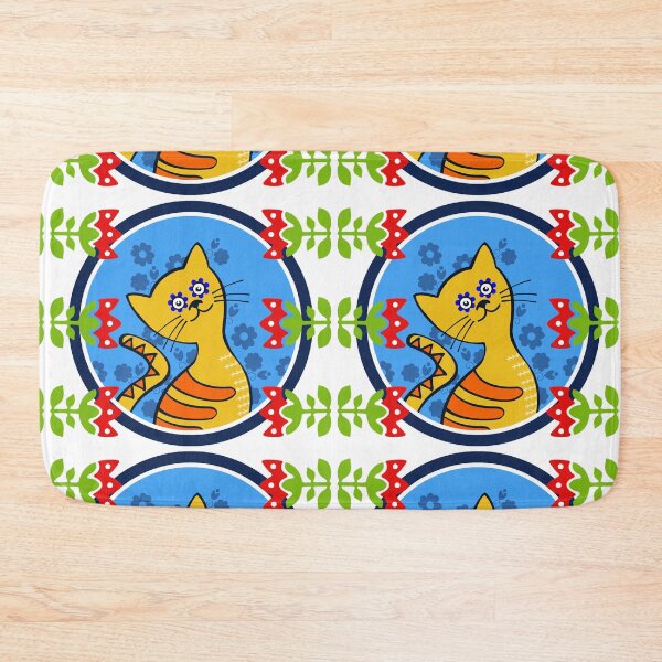 Item preview, Cat With Folk Pattern designed and sold by RitaFancy.