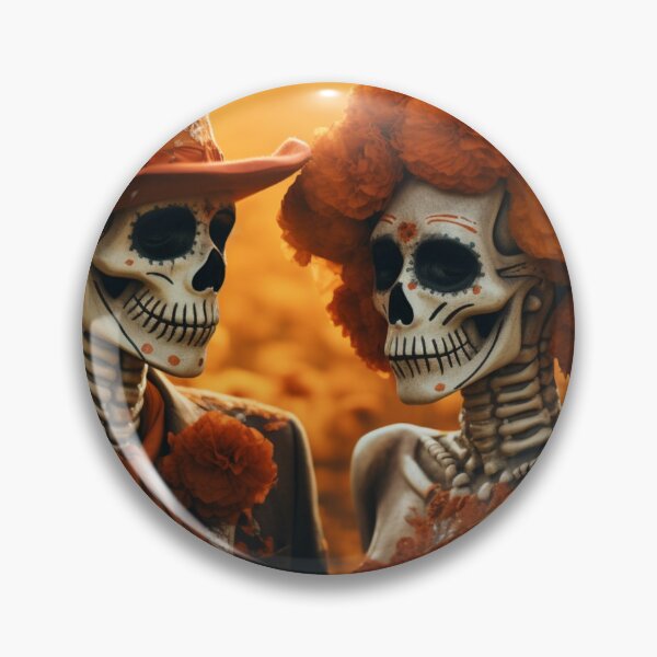 Item preview, A couple of skeleton in an orange field designed and sold by isBotStore.