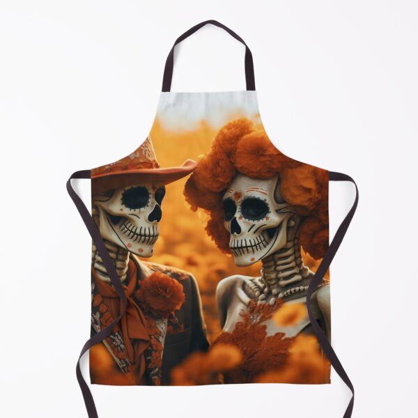 Item preview, A couple of skeleton in an orange field designed and sold by isBotStore.