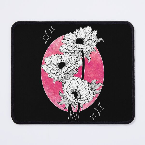 Artikelvorschau, Weiße Anemonen (Pink-Hintergrund auf Schwarz) entworfen und verkauft von ObsidianDaz.
