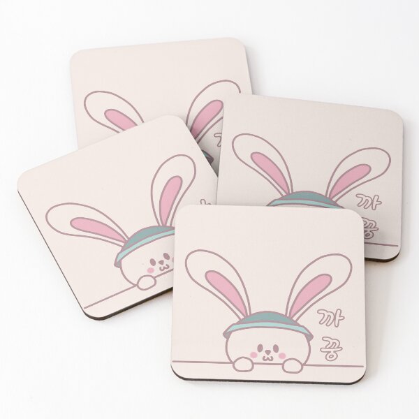 Item preview, A cute bunny says, "peekaboo - 까꿍" in Korean. designed and sold by Kimchi-style-.