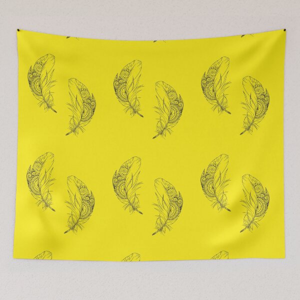 Item preview, Yellow feathers pattern designed and sold by PrintArtVibez.