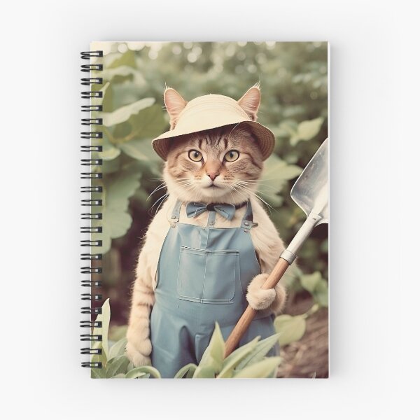 Item preview, Futuristic Cat with Shovel in Vegetable Garden - Whimsical Digital Art designed and sold by PixelSpectrum.