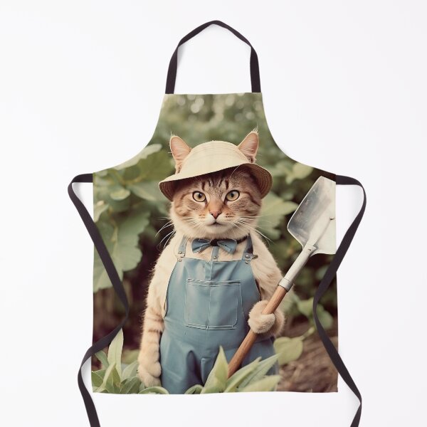 Item preview, Futuristic Cat with Shovel in Vegetable Garden - Whimsical Digital Art designed and sold by PixelSpectrum.