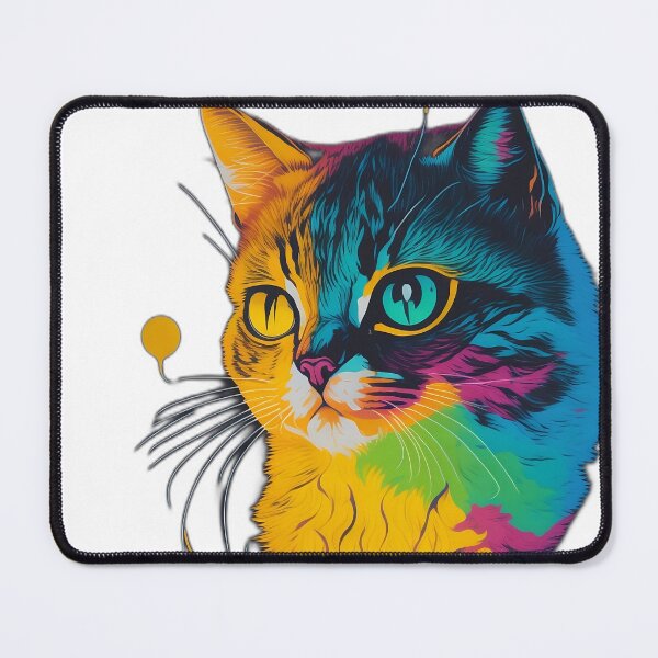 Item preview, Realistic Cat with Multicolored Eyes - Captivating Digital Art designed and sold by PixelSpectrum.