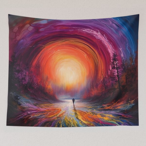 Item preview, Red sunset otherworldly abstract landscape 4 designed and sold by Art by Lilia.