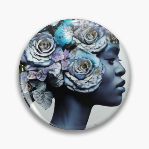 Item preview, Beautiful African American Woman with Roses in blue violet shades designed and sold by FemaleEnergyZ.