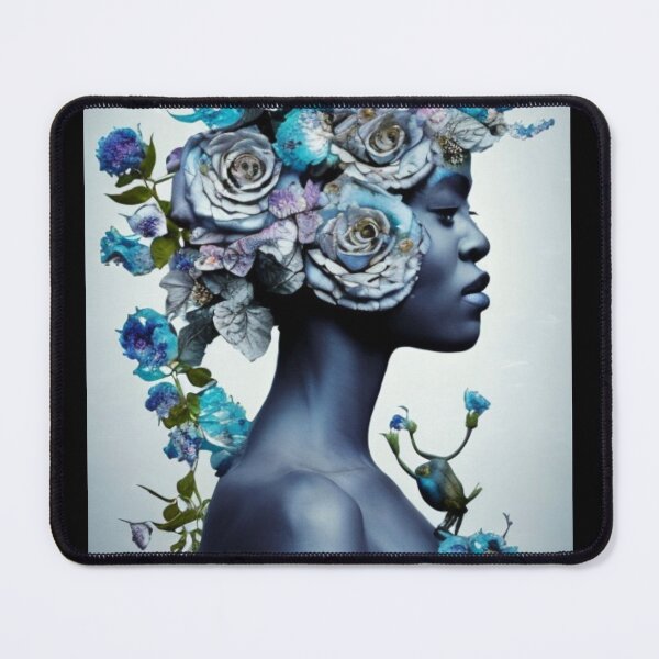 Item preview, Beautiful African American Woman with Roses in blue violet shades designed and sold by FemaleEnergyZ.