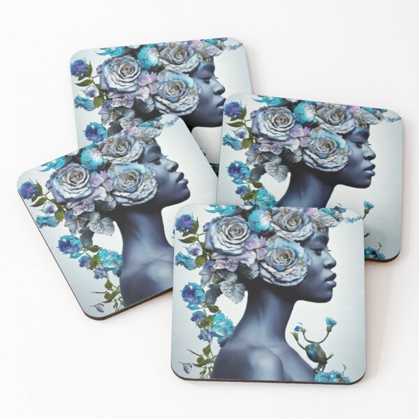 Item preview, Beautiful African American Woman with Roses in blue violet shades designed and sold by FemaleEnergyZ.