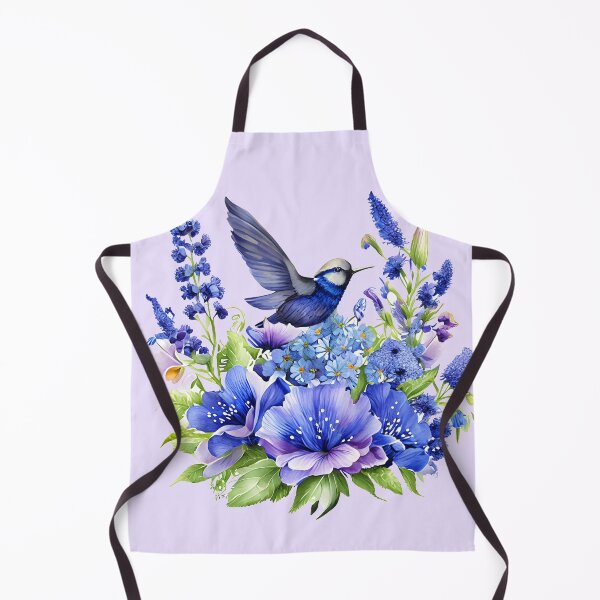 Item preview, Beautiful Summer Blue and Violet Garden Flowers and bird, lavender floral artwork Stylish Design. Hand Drawn Watercolor illustration designed and sold by sofiartmedia.