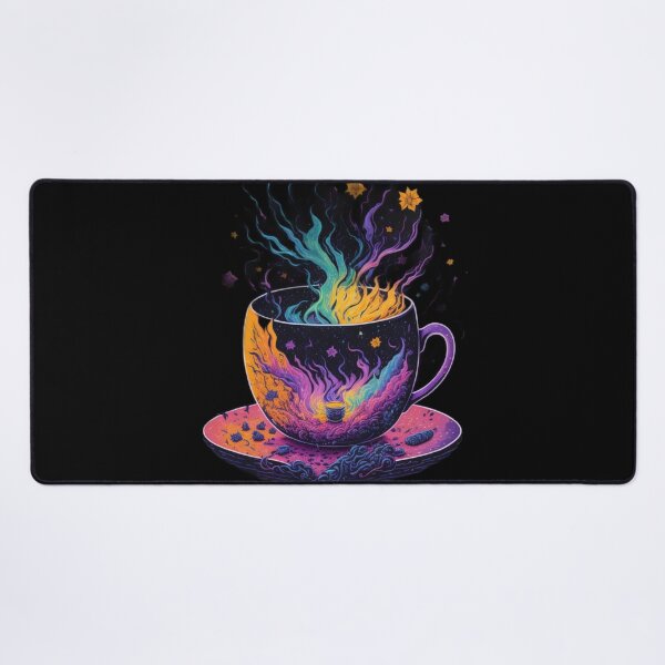Item preview, Galaxy Tea Cup - Cosmic Flames in Yellow and Green designed and sold by DeevaValli.