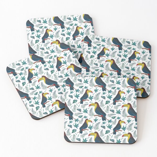 Item preview, Tropical Toucan Watercolor Pattern with Exotic Leaves | Jungle Wildlife Art designed and sold by Shalini Bisht.