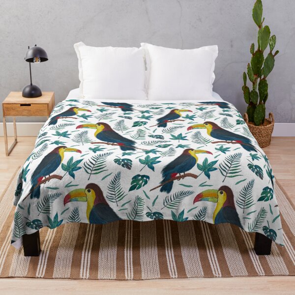 Item preview, Tropical Toucan Watercolor Pattern with Exotic Leaves | Jungle Wildlife Art designed and sold by Shalini Bisht.
