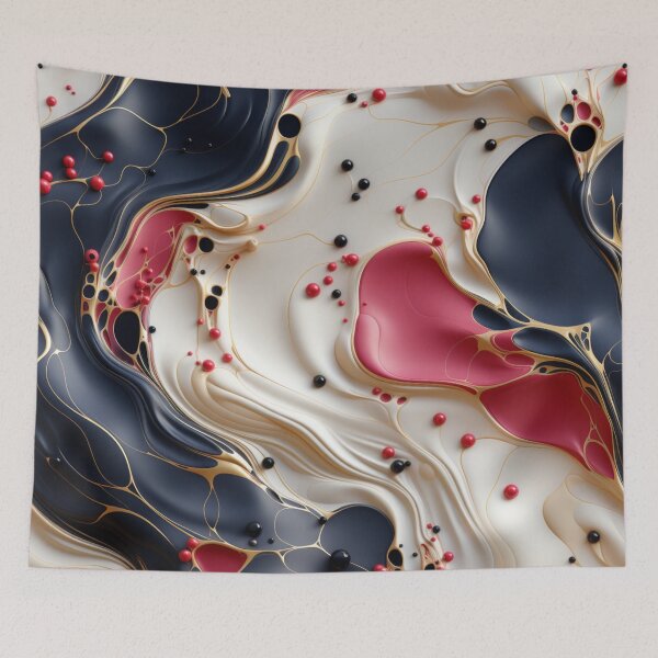 Item preview, Nightfall Elegance: A Symphony of Cream, Navy, Red, and Gold designed and sold by OurBarcode.