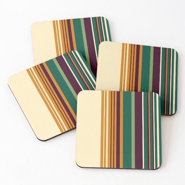 Item preview, Retro Green Beige Orange Brown Vertical Stripes Pattern designed and sold by Sturdust.