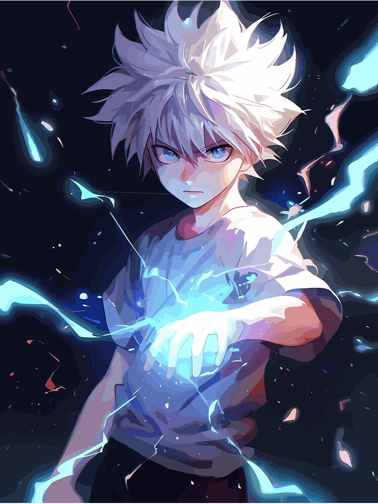 Anime style boy with lightning powers