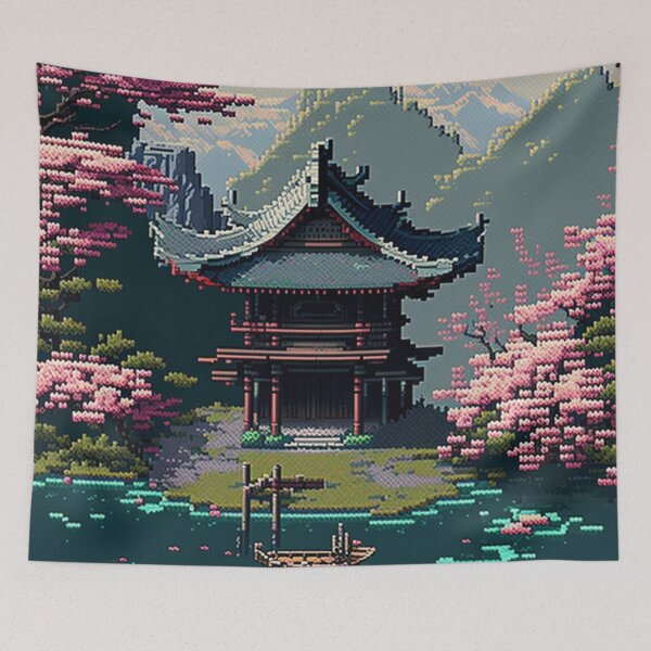 Item preview, Temple in Japan in pixel art designed and sold by AI-G-I-.