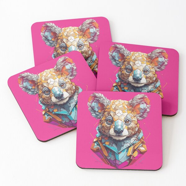 Aperçu de l'œuvre Adorable Koala - Portrait coloré avec veste géométrique créée et vendue par Minpadesign.