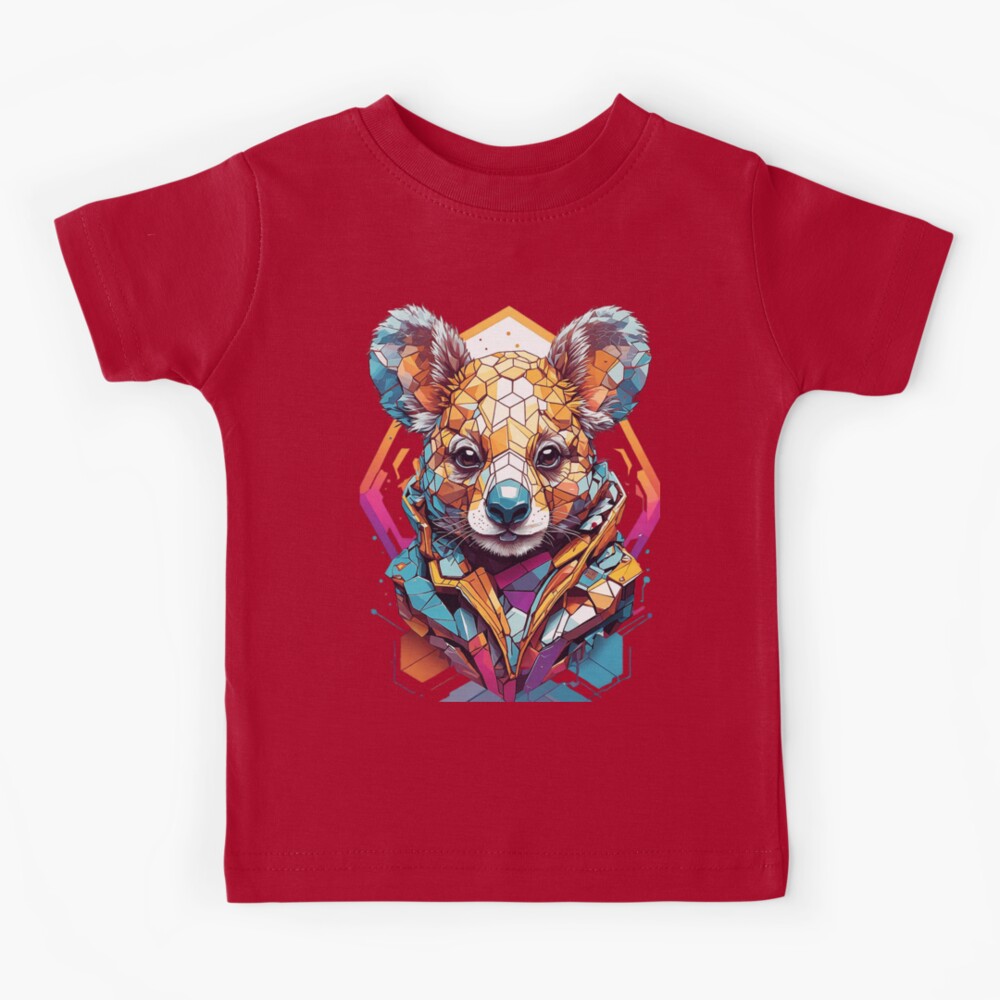 Koala Artwork - Geometric Portrait in Cheerful Colors Kids T-Shirt by  Minpadesign