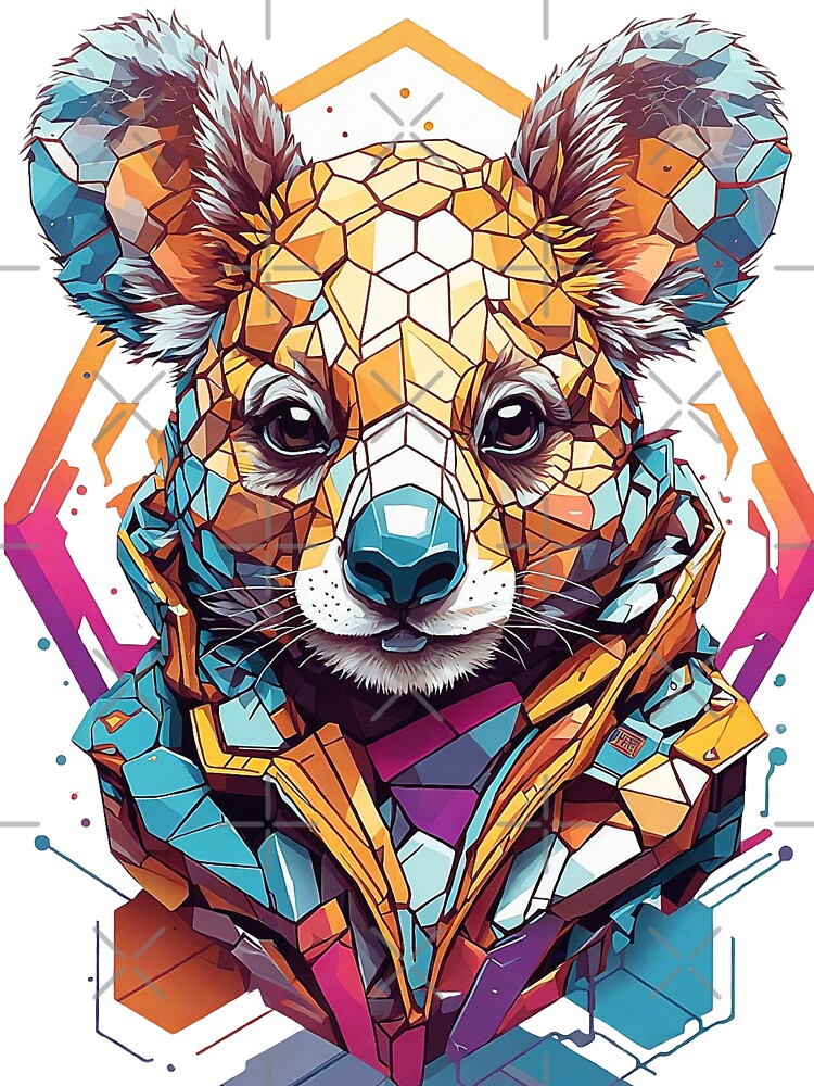 Koala Artwork - Geometric Portrait in Cheerful Colors Kids T