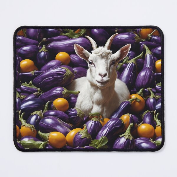 Item preview, Majestic Harmony: 4K Trompe-l'oeil Eggplant and Baby Goat Art designed and sold by AmazingLab.