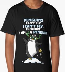 Funny Penguin Cartoon Graphic Design Long T-Shirt