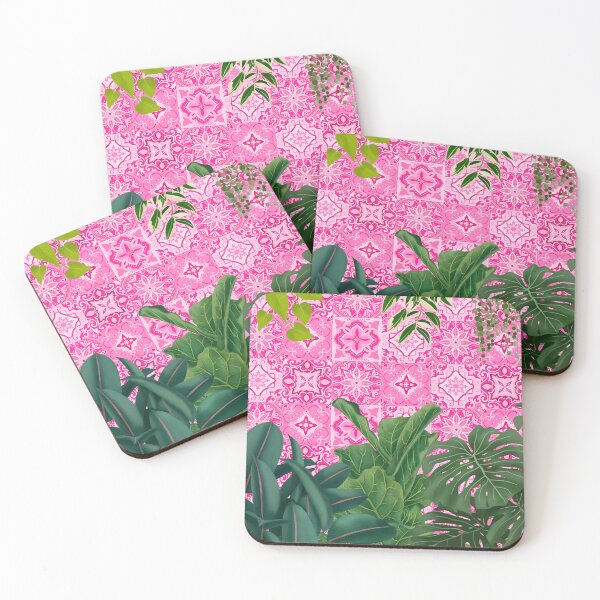 Item preview, Cute Pink Tiles And Plants designed and sold by Ana Moguš.