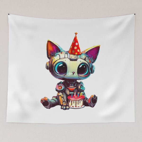 Item preview, Robo-Cat Birthday! designed and sold by kukamatsu.