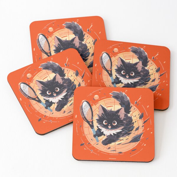 Item preview, Energetic fluffy cat playing tennis (bold) designed and sold by etherElric.