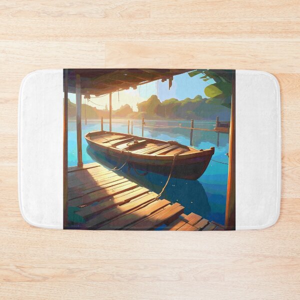 Item preview, boat on dock 2023 tileartwork designed and sold by tileartwork.