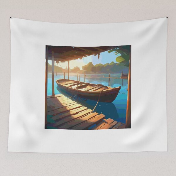 Item preview, boat on dock 2023 tileartwork designed and sold by tileartwork.