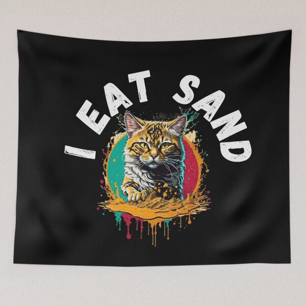 Item preview, I Eat Sand Cute Cat eating sand Teal Green designed and sold by IHeartArts.