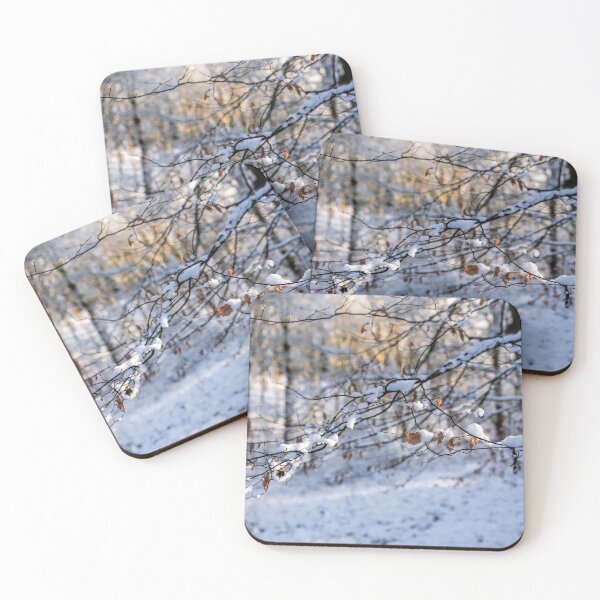 Item preview, Bosque nevado con ramas con hojas de haya colgando designed and sold by Susan Reilly.