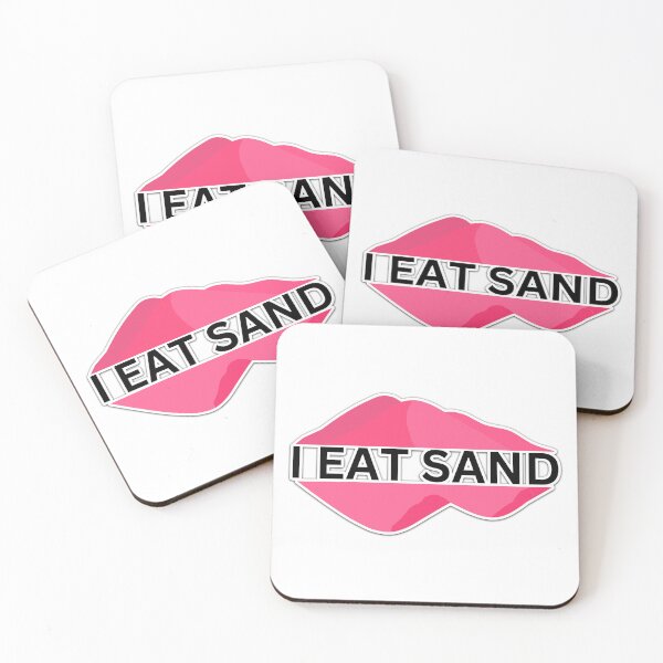 Item preview, I Eat Sand Beach Quote Meme Pink Black designed and sold by IHeartArts.