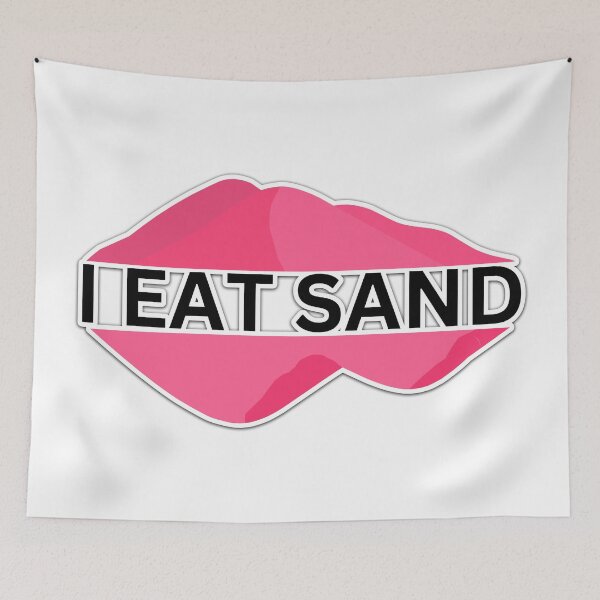 Item preview, I Eat Sand Beach Quote Meme Pink Black designed and sold by IHeartArts.