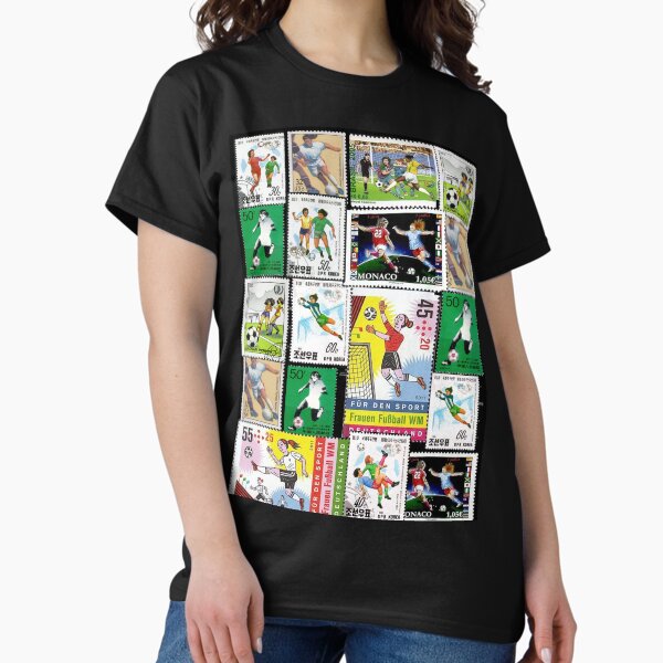 Women's Soccer Postage Stamps Collage  Classic T-Shirt