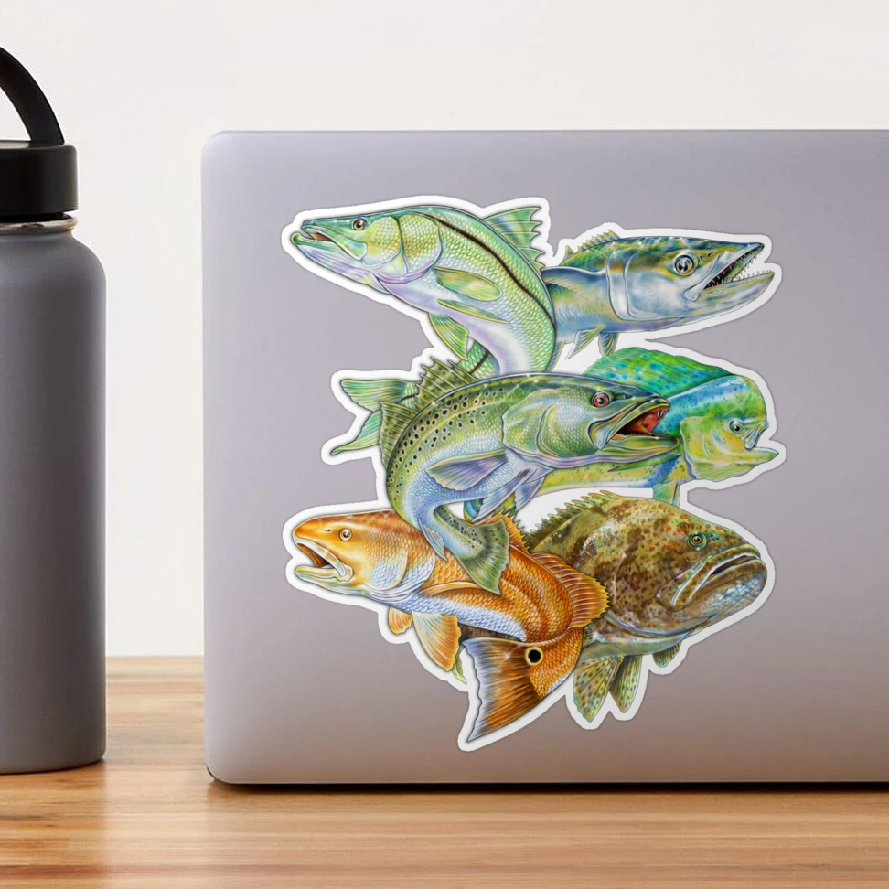 Saltwater Game Fish Sticker for Sale by TimJeffsArt
