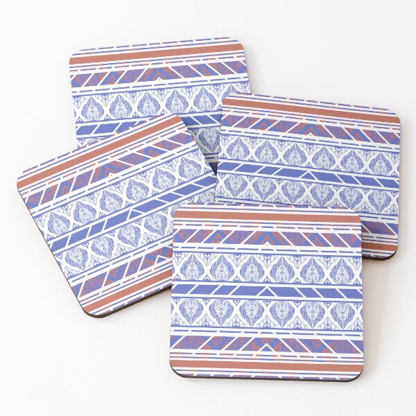 Item preview, Kanok, blue Thai pattern fabric designed and sold by WinusYTS.