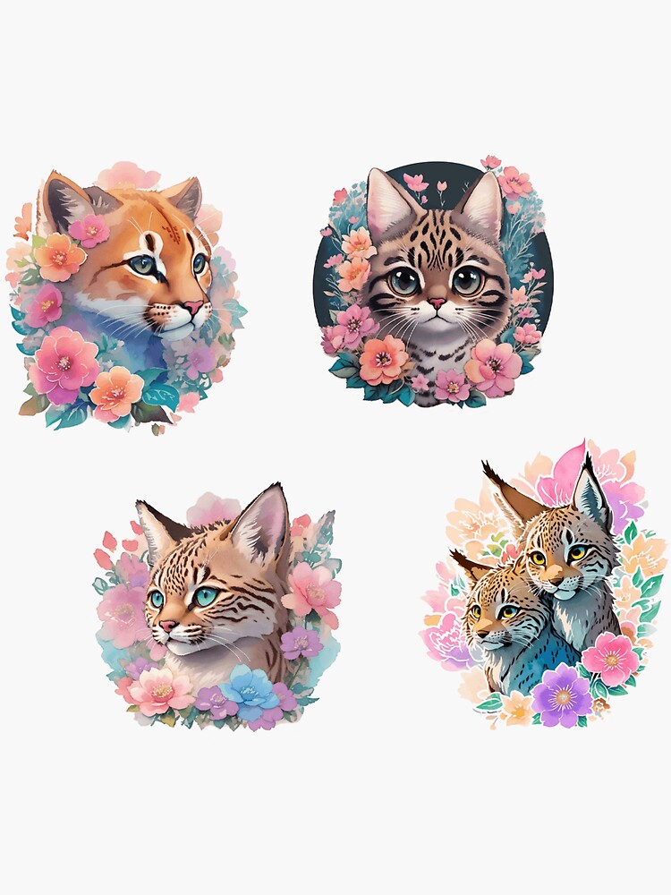 Cute Wild Cat Sticker Set