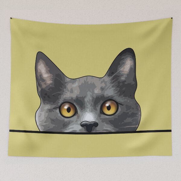 Item preview, Peeking Cat, Grey Cat Yellow Eyes, Peeker, Cat designed and sold by DogLifeCo.