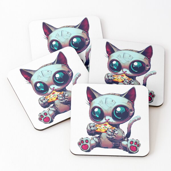 Item preview, Robo-Cat Eating Pizza! designed and sold by kukamatsu.