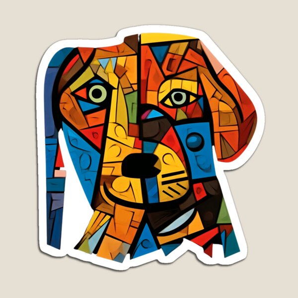 Artikelvorschau, Geometrischer Hund – abstraktes kubistisches Hunde-Kunstwerk entworfen und verkauft von RokaaShop.