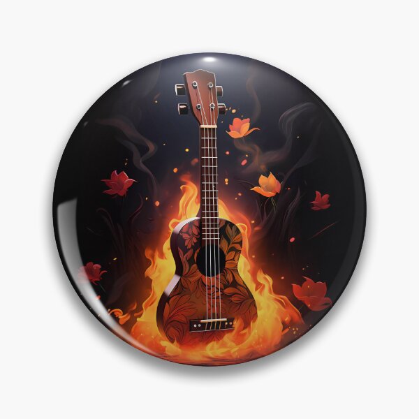 Item preview, uke on fire designed and sold by the99thstudio.