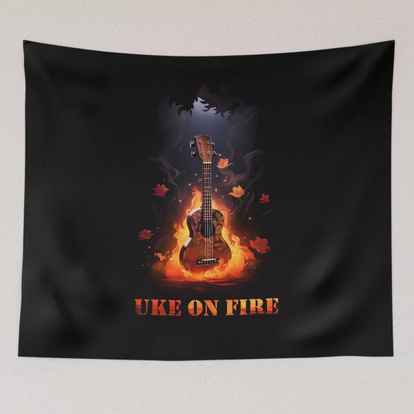 Item preview, uke on fire designed and sold by the99thstudio.