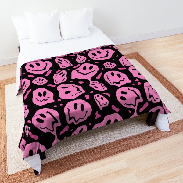 Large Pink and White Smiley Face - Preppy Aesthetic Decor Comforter by  Aesthetic Wall Decor by SB Designs