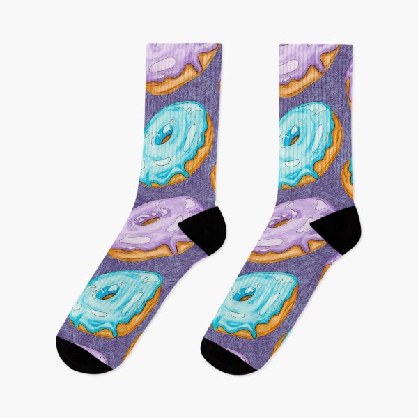 Item preview, Watercolor Donuts Chevron Pattern Purple and Blue Aqua  designed and sold by Sockstomistic.