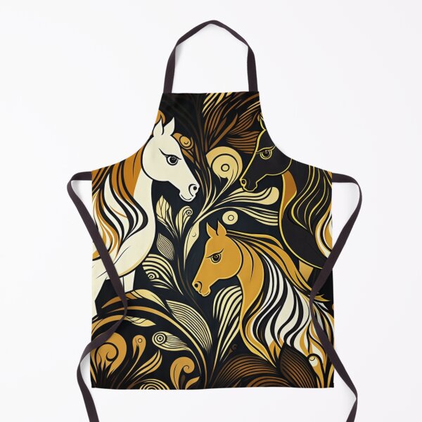 Item preview, Gold and black maned horse pattern designed and sold by liana campbell.