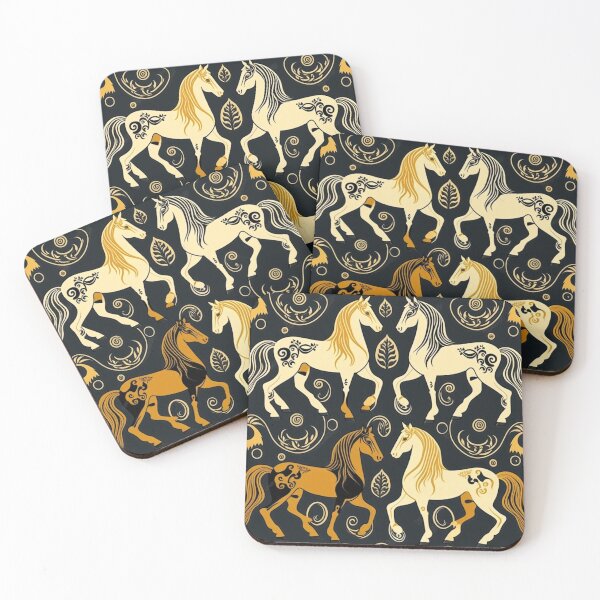 Item preview, Gold and black maned horse pattern designed and sold by liana campbell.